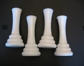 SUPER SALE Four White Milk Glass Bud Vases