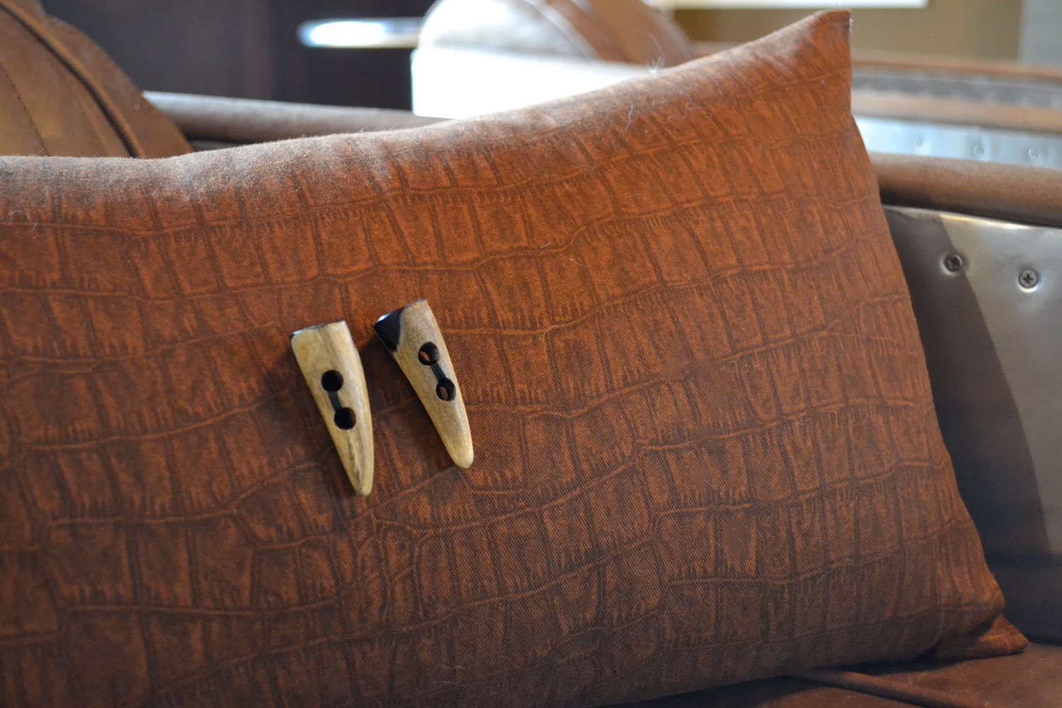 Croc Print Pillow Cover in Rust