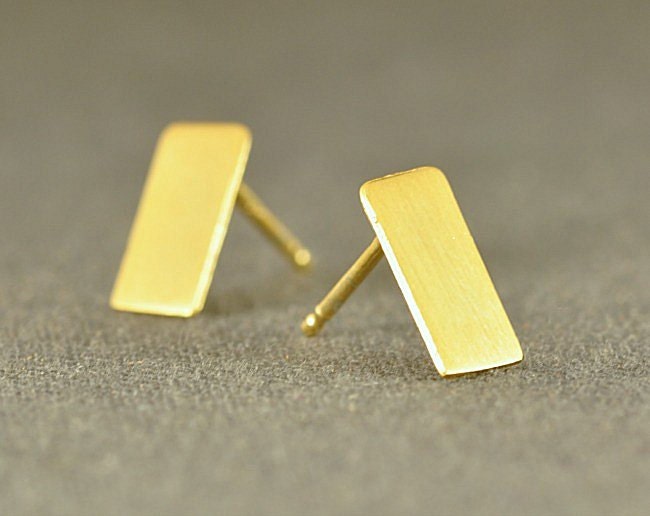 Large rectangle stud earrings, gold post earrings, earrings stud, everyday geometric earrings, under 25 USD