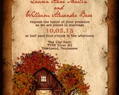 Vintage Rustic Autumn Wedding Invitation DEPOSIT