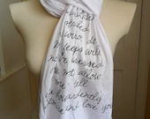 Mr Darcy proposal scarf, Jane Austen, Mr Darcy, Scarf, hand written scarf, book scarf
