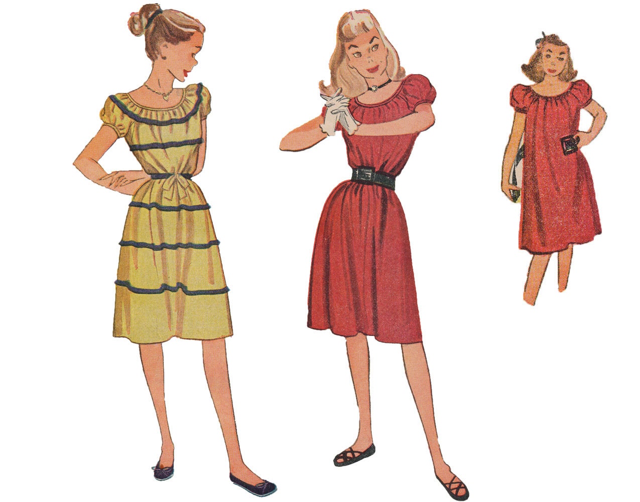 Truly Teen Style - Vintage 1940s Chemise Dress Sewing Pattern by Simplicty