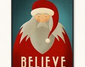 11x14 Santa Believe Minimalist Christmas Poster Art Print