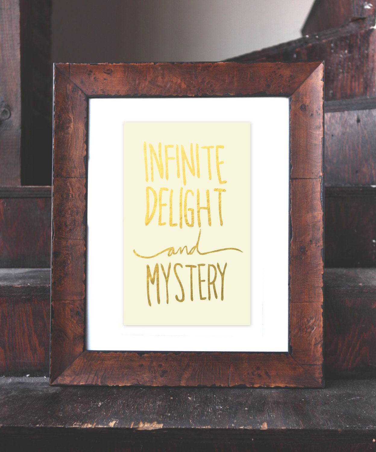 gilded poster: "infinite delight"