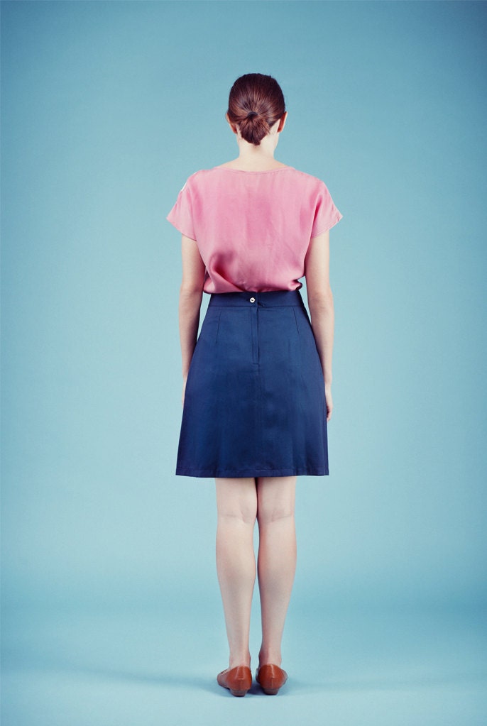 Blue skirt, Mini skirt, Womens skirt, High waist skirt,  Navy blue skirt, A line skirt, Classic skirt, On sale