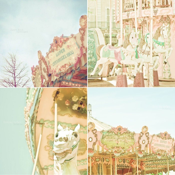 Dreamy Carousel (Set of four 5x5 ) Fine Art Photographs