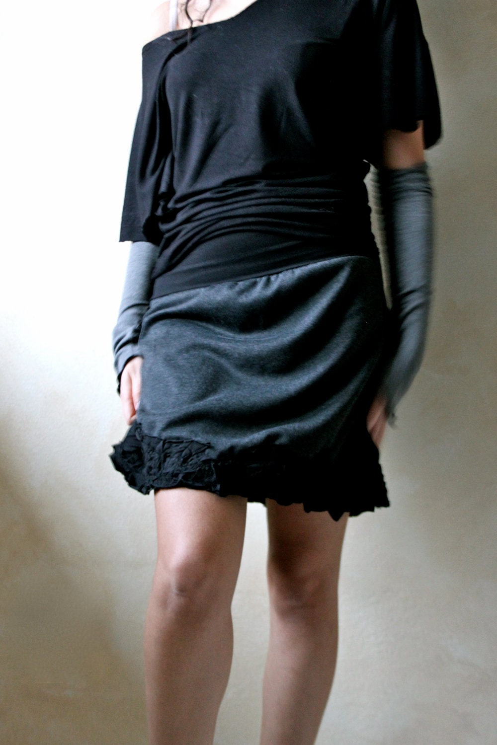 Applique mini skirt - custom made fairy skirt - women's winter clothing