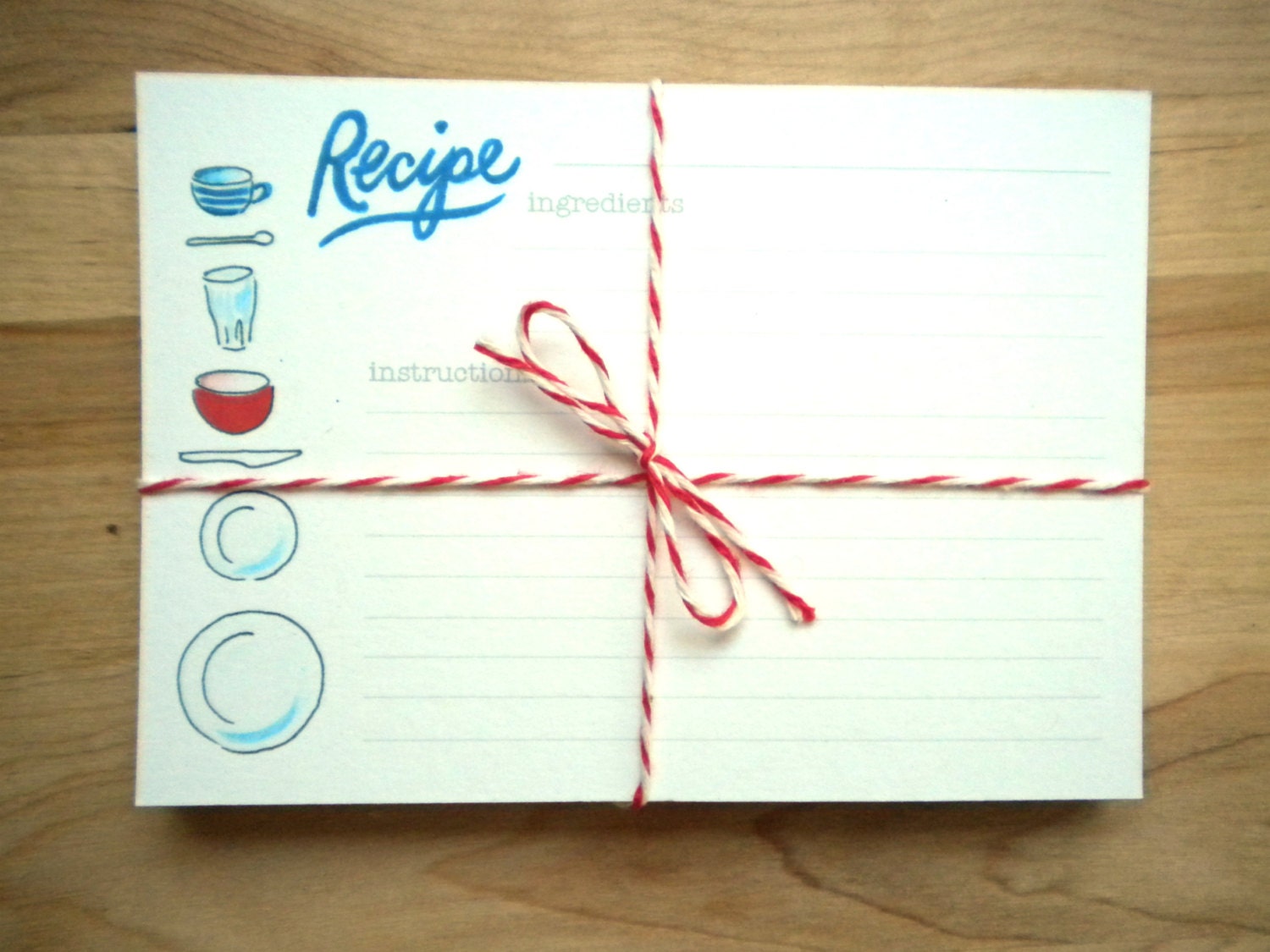 recipe cards place setting teal and tomato box of 24