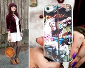 iPhone 4 / 4s Case. French Shabby Carousel Horses. Fall Fashionista Fun Carnival Accessory. Colorful Vintage inspire photo, burgundy, purple