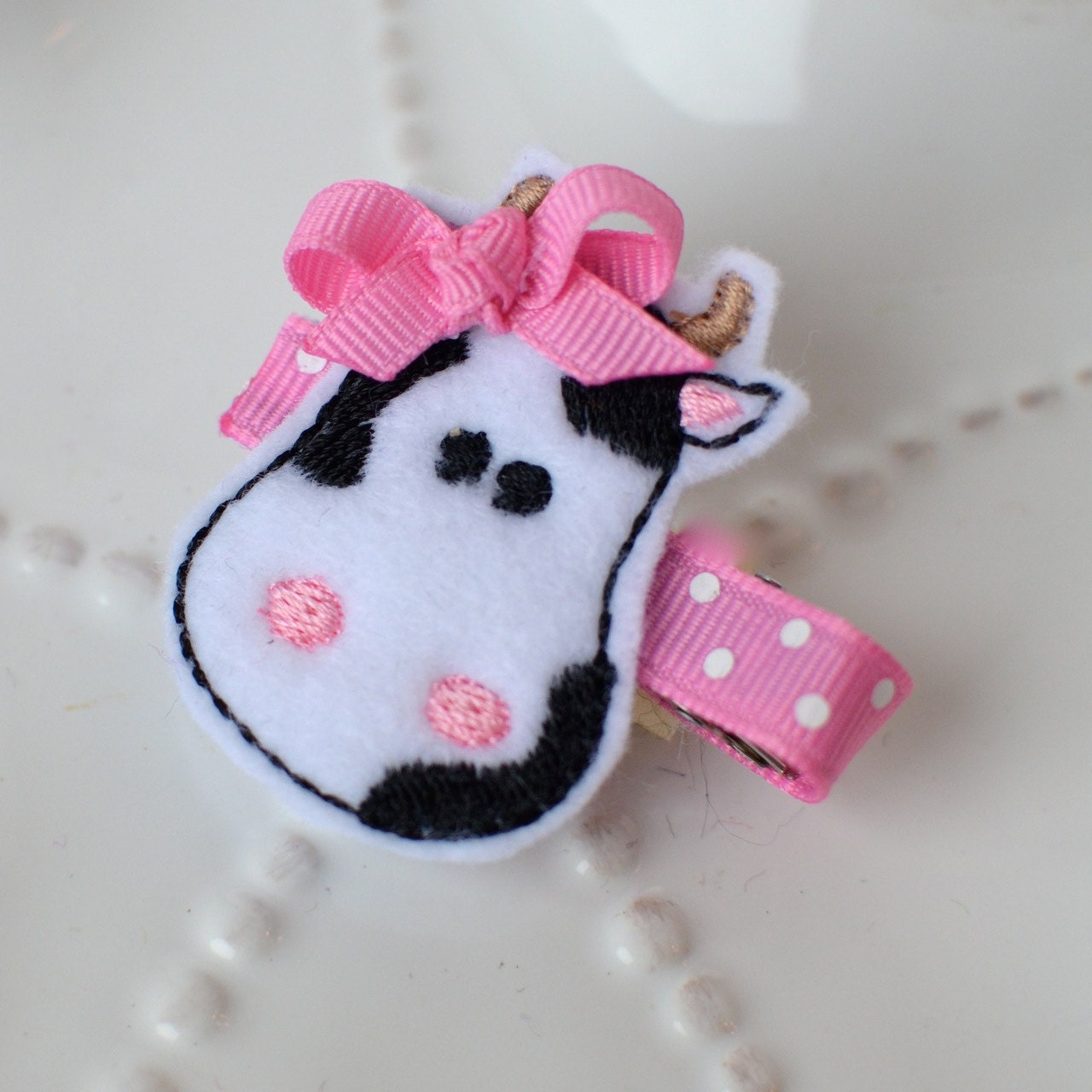 Felt Cow Hair Bow Clip