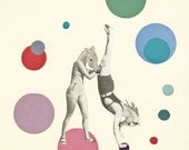Surreal art, animal people, retro decor, horses - Horsing Around. 8x10" Giclee Print
