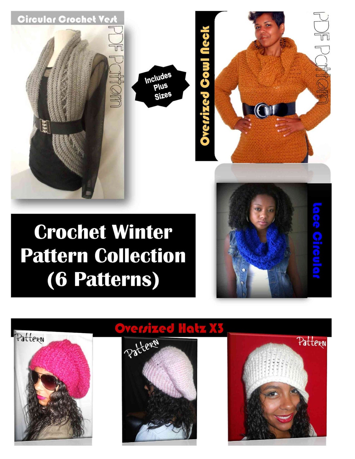 Winter Pattern CROCHET Collection-Includes Plus Size Clothing-Crochet Patterns