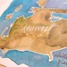 Key West, Florida map, original signed watercolor 9x12 painting