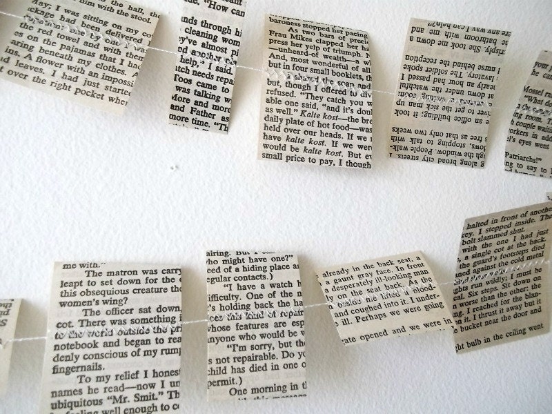 Book Page Garland - 8 ft Recycled Paper - Literature Decor