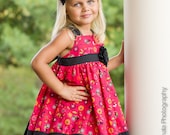 Girls Sundress Girls Adjustable Dress Toddler Dress Girls Cherry Blossom Dress Size 12mo, 18mo, 2T, 3T