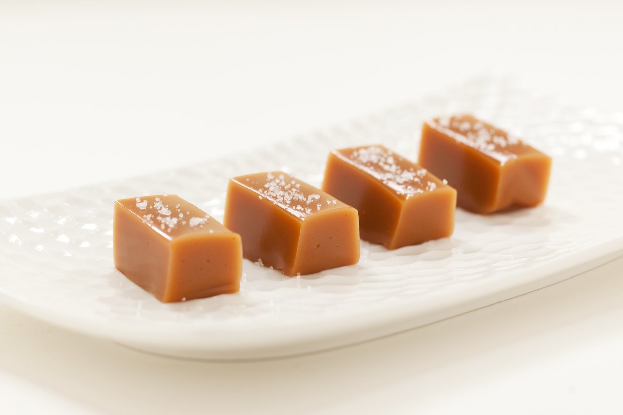 1/2 pound of Fleur de Sel Caramels - Packaged in an Eco Friendly Wax Paper Bag