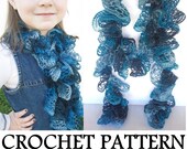 Ruffle Scarf PATTERN - INSTANT Download - How to Crochet a Lace Ruffle Scarf, using Sashay Yarn, PDF download link sent by email