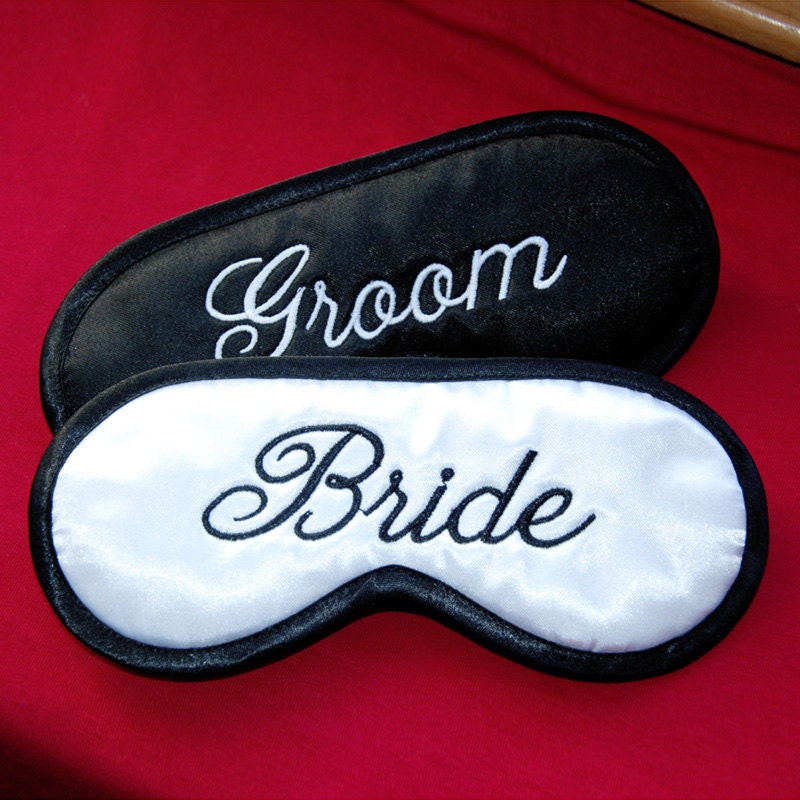 Bride & Groom Wedding Night  Sleep Masks - 2 eye masks in Black And White