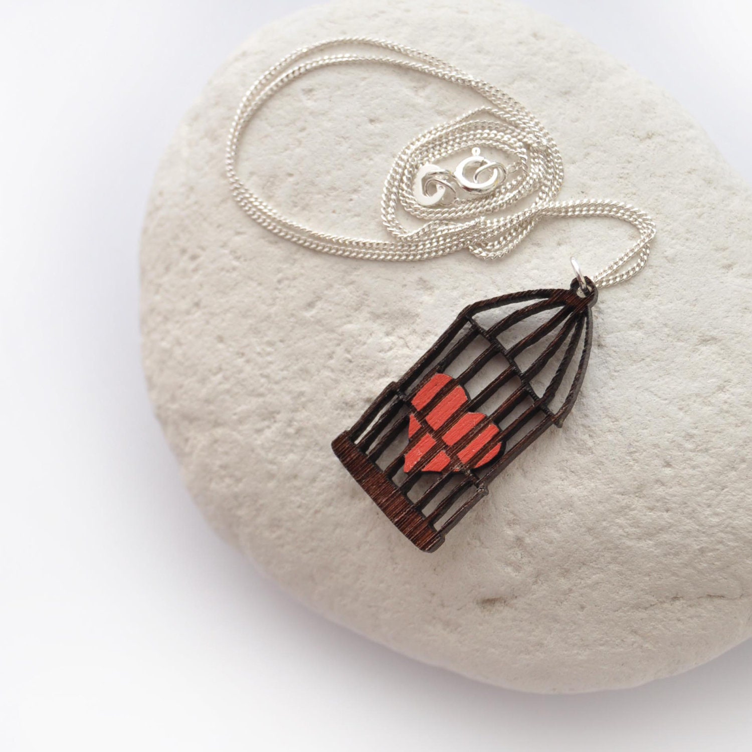 LOVE TRAP- walnut necklace