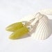 Green Earrings, Olive Jade, with Sterling Silver, Modern, Geometric, Tender Shoots