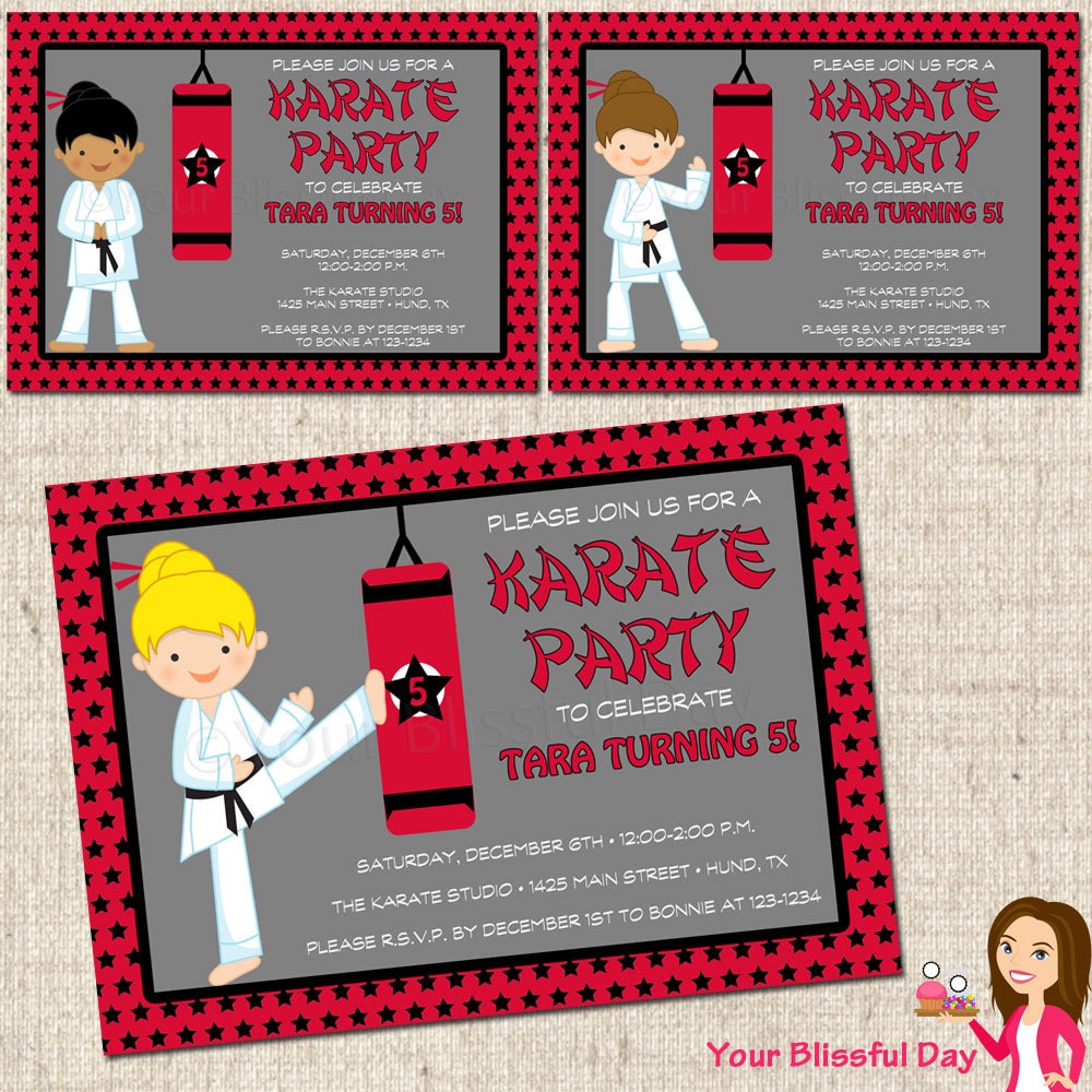 PRINTABLE Girl Karate Party Invitations (Character of your choice) Il_570xn