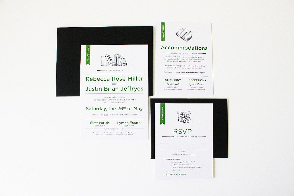 Bound Together Library Book Wedding Invitations