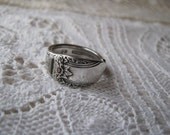 Spoon Ring - Spoon Jewelry -  Antique Silver Plated Vintage Spoons - "First Love," 1937, 1847 Rogers