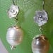 Pearl  Drop Earrings, pearl jewelry. Baroque Pearls with Sterling Silver flowers. Gift, casual wedding, bridesmaid gift.