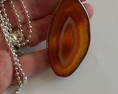 Bright Orange Natural Agate Gemstone Pendant