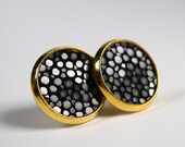 Handmade Stingray Skin Gray Shagreen Stud Earrings by dirty rice designs