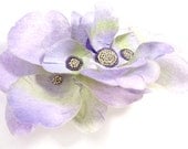 Light Purple and Green Large Flower Metal Hair Comb - MegansBeadedDesigns
