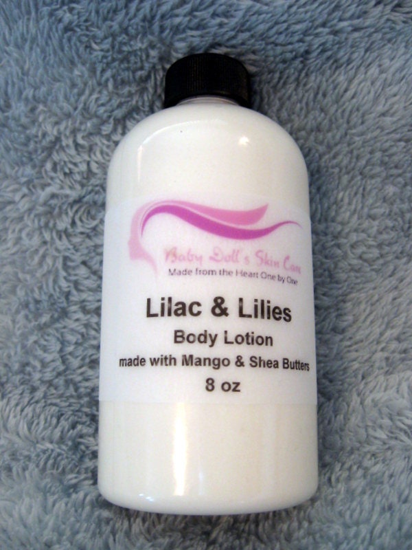 Lilacs & Lilies Body Lotion made with Whipped MANGO Butter and SHEA Butter  8 oz Bottle
