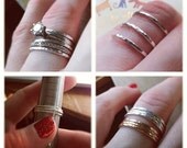 Karina Rings- Recycled STERLING SILVER Stacking Rings- Set of Three Hand Forged THIN/Skinny Stacking Bands- Hammered
