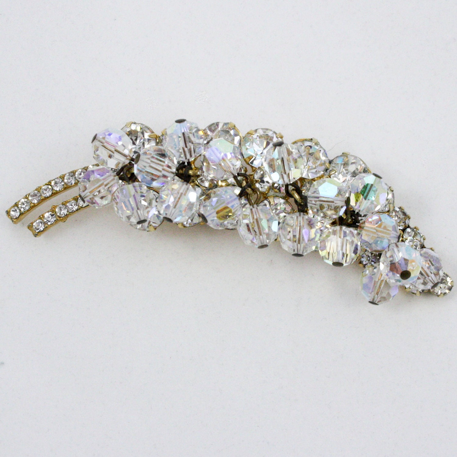 Vintage Juliana Crystal Cha-Cha Leaf Brooch - Verified DeLizza and Elster Trembler Brooch