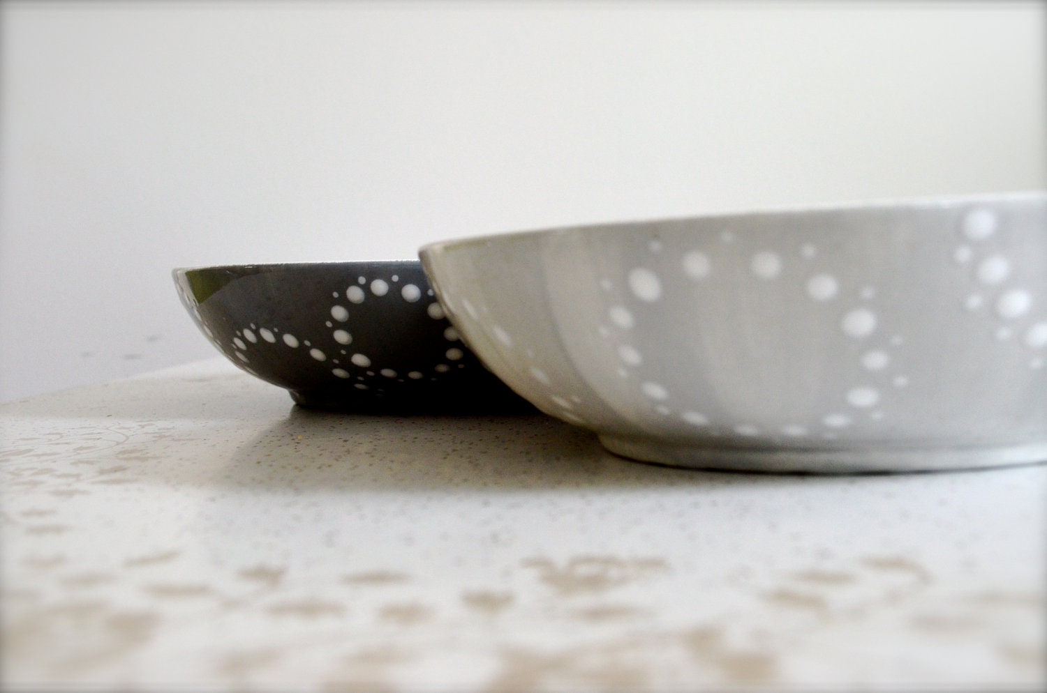 Light Grey Dotted Pasta Bowl