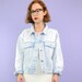Denim Jacket Stonewashed Light Blue White Lace XL
