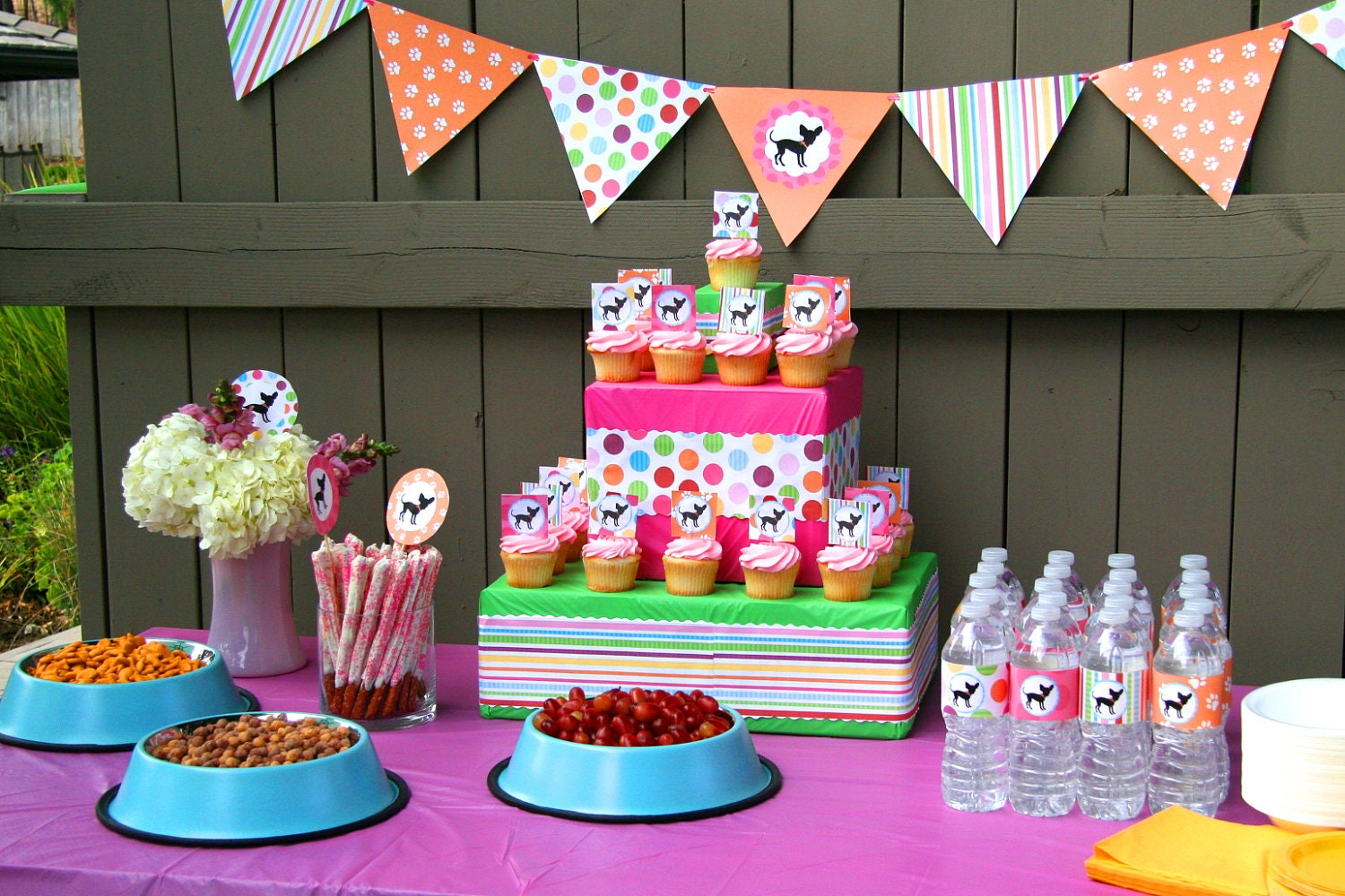 Pink Puppy Decorations for Birthday Party or Baby Shower - DIY Printable Decor by BeeAndDaisy - Instant Download Il_570xn