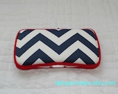 Boutique Style Baby Wipes Case- Navy Chevron and Red