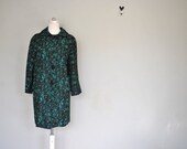 1950s 60s Green Turquoise Dream Coat - Winter Classy Abstract 60s Coat - 50s Lady Like Coat
