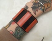 Vintage Red and Black Leather Bracelet Goth Bondage