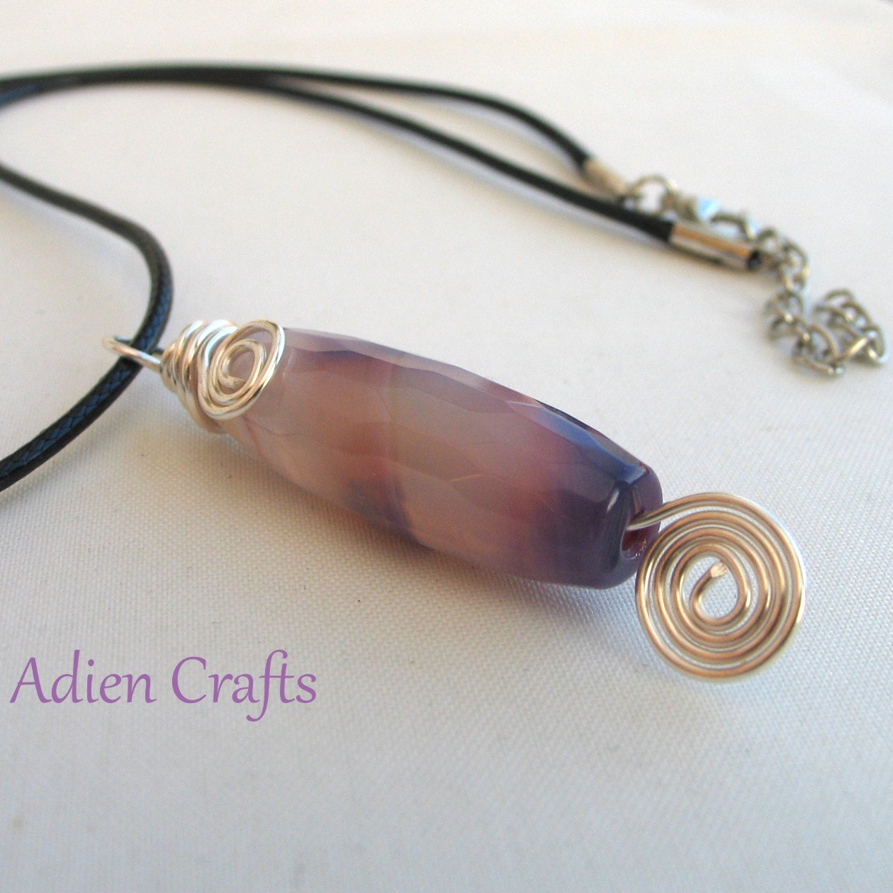 Pink and Purple Wire Wrapped Gemstone Pendant Boho Style