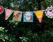 Barnyard Buddies Farm Animal Die Cut Banner ... 6 die cut panels ... barn pig cow horse chick lamb ... adjustable Il_170x135