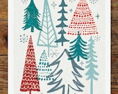 8x10 Christmas Tree Holiday Art Print - michaelmullan