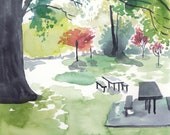 Watercolor Landscape Ready to Hang Trees