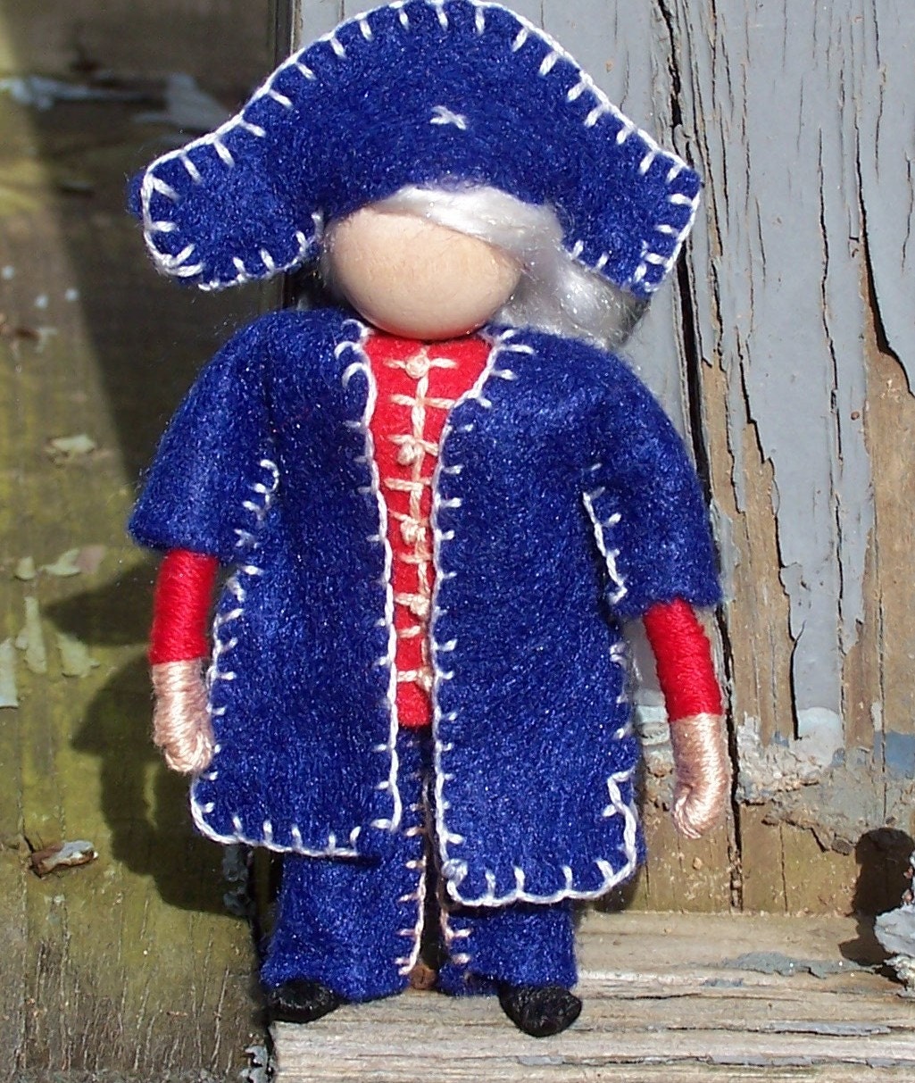 Felt nautical captain Wee Folks-style pirate British sailor doll