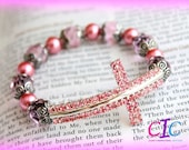 Pretty in Pink Sideways Cross Bracelet