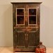 CLEARANCE Item Distressed Green Glass Kitchen Dinning Storage Display Cabinet