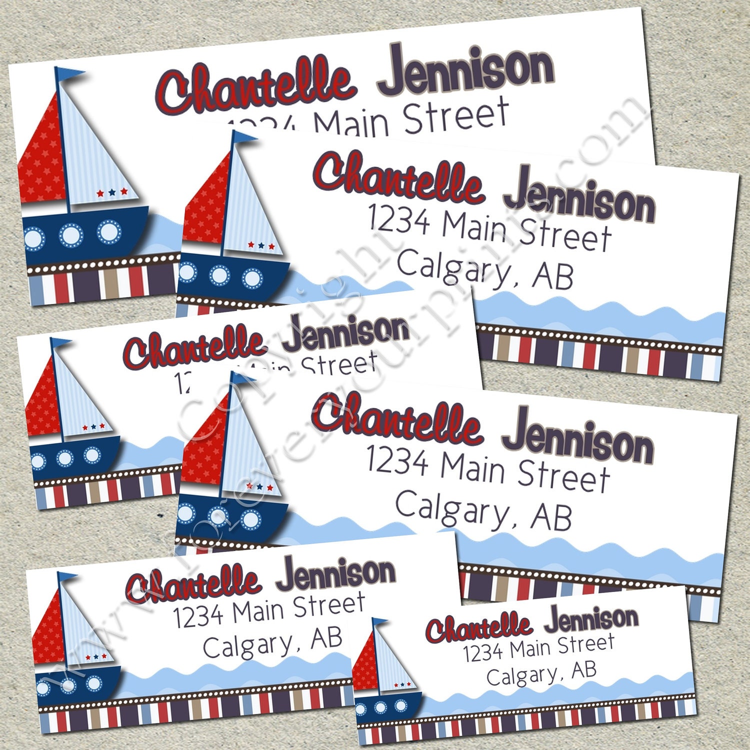 Sailboat Theme Return Address Labels - DIY You Print- Print Unlimited Copies Il_570xn