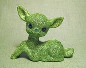 Handmade Green Glitter Deer Holiday Christmas Decoration