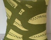LAST ONE Marimekko Siipi Green leafy cushion cover, contemporary designer fabric slip cover, throw pillow, decorative cushion, accent pillow